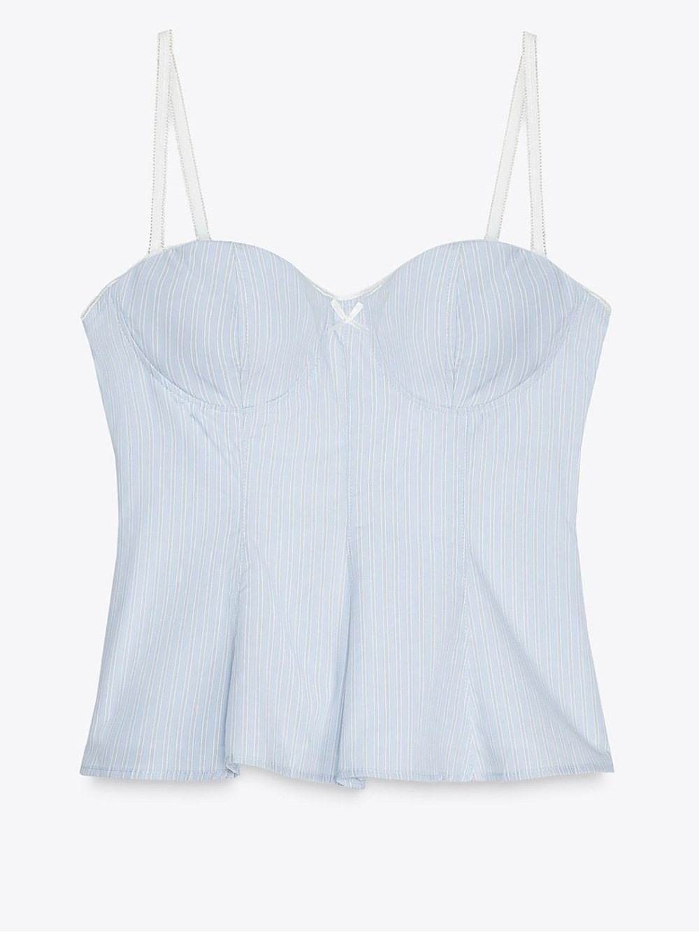Zara poplin peplum medium Light Blue/white Pinstripe Bustier Cami
